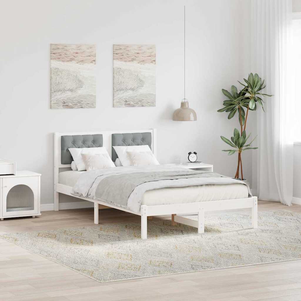 vidaXL Ramka łóżka Jasnoszary 135 x 190 cm Lite drewno sosnowe