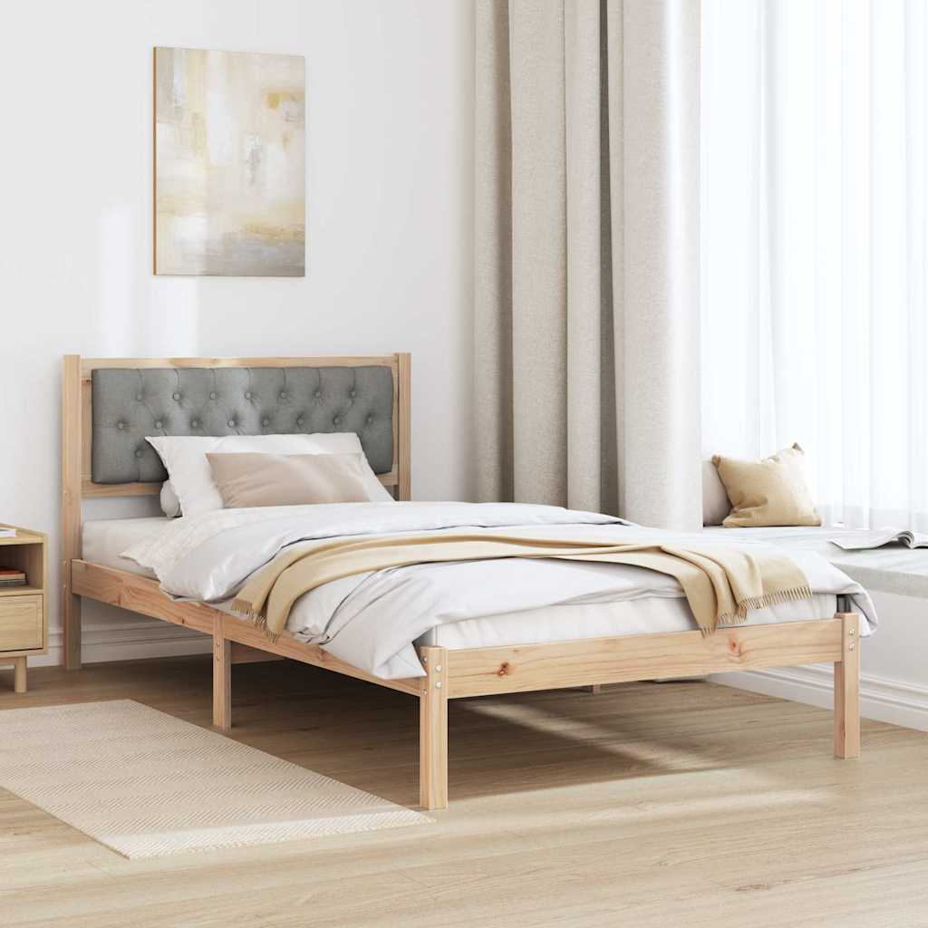 vidaXL Ramka łóżka Jasnoszary 100 x 200 cm Lite drewno sosnowe