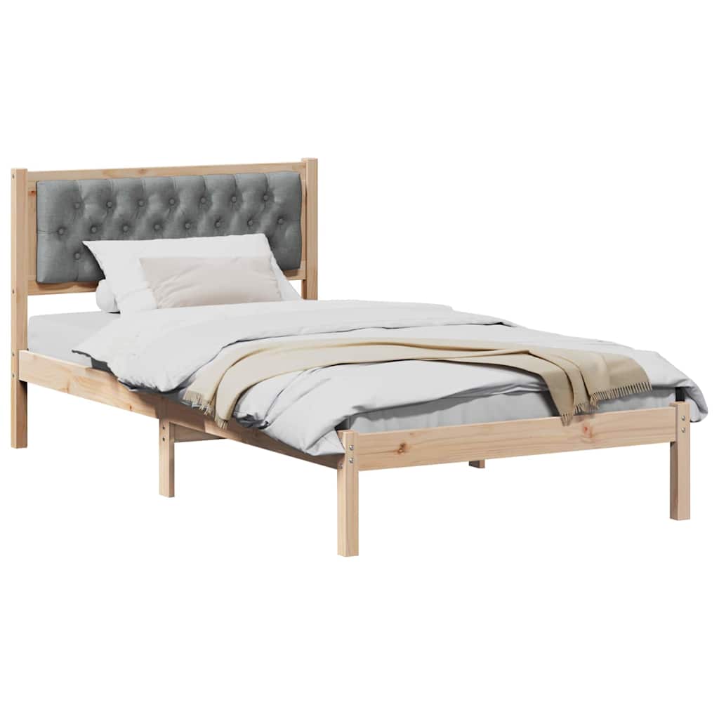 vidaXL Ramka łóżka Jasnoszary 100 x 200 cm Lite drewno sosnowe