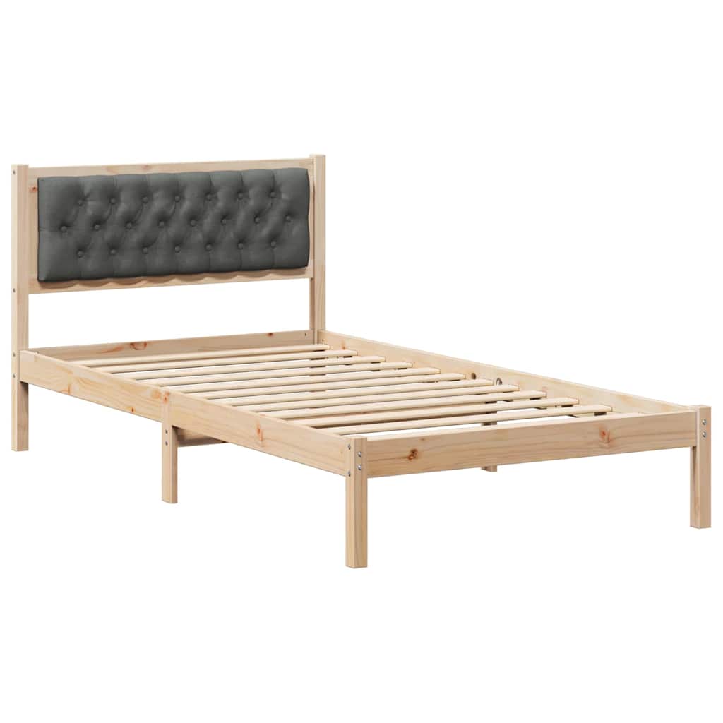 vidaXL Ramka łóżka Ciemnoszary 100 x 200 cm Lite drewno sosnowe