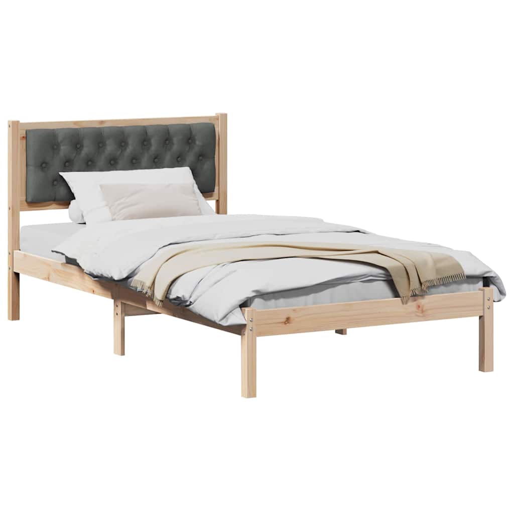 vidaXL Ramka łóżka Ciemnoszary 100 x 200 cm Lite drewno sosnowe