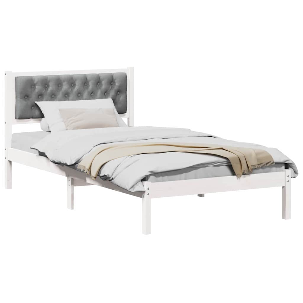 vidaXL Ramka łóżka Jasnoszary 100 x 200 cm Lite drewno sosnowe