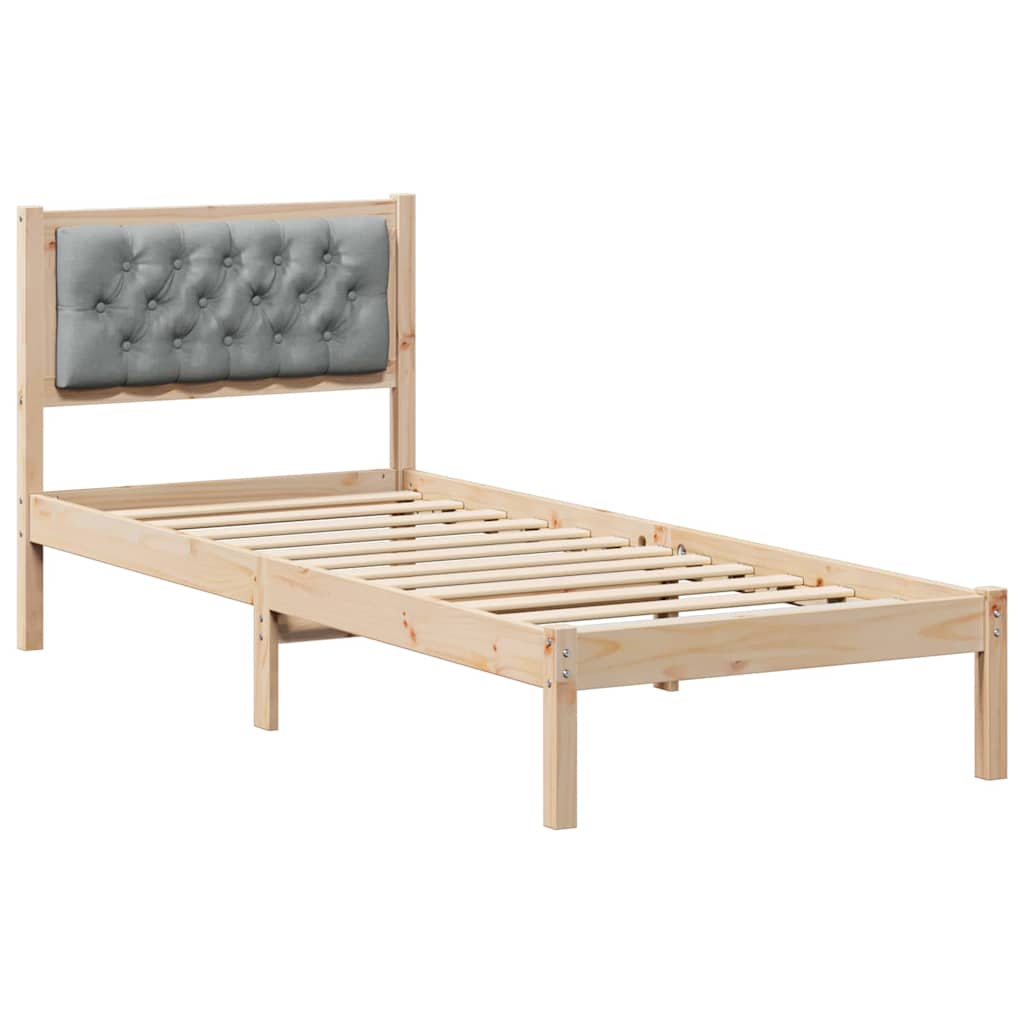 vidaXL Ramka łóżka Jasnoszary 90 x 200 cm Lite drewno sosnowe