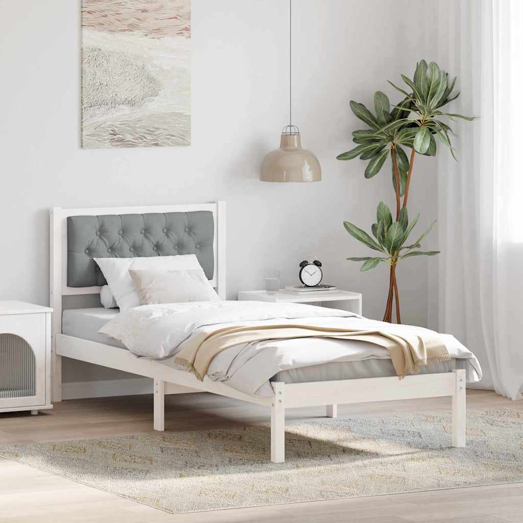 vidaXL Ramka łóżka Jasnoszary 90 x 200 cm Lite drewno sosnowe
