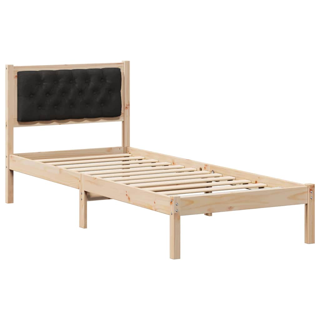 vidaXL Ramka łóżka Z zagłówkiem Czarny 80 x 200 cm Lite drewno sosnowe