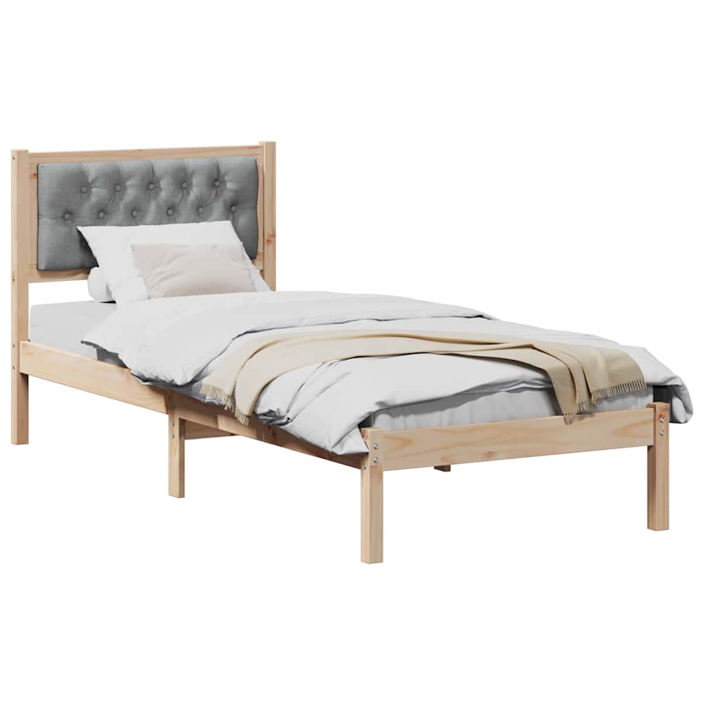 vidaXL Ramka łóżka Jasnoszary 90 x 190 cm Lite drewno sosnowe