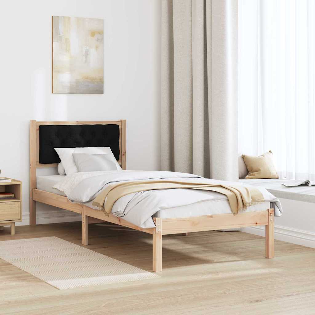 vidaXL Ramka łóżka Z zagłówkiem Czarny 90 x 190 cm Lite drewno sosnowe