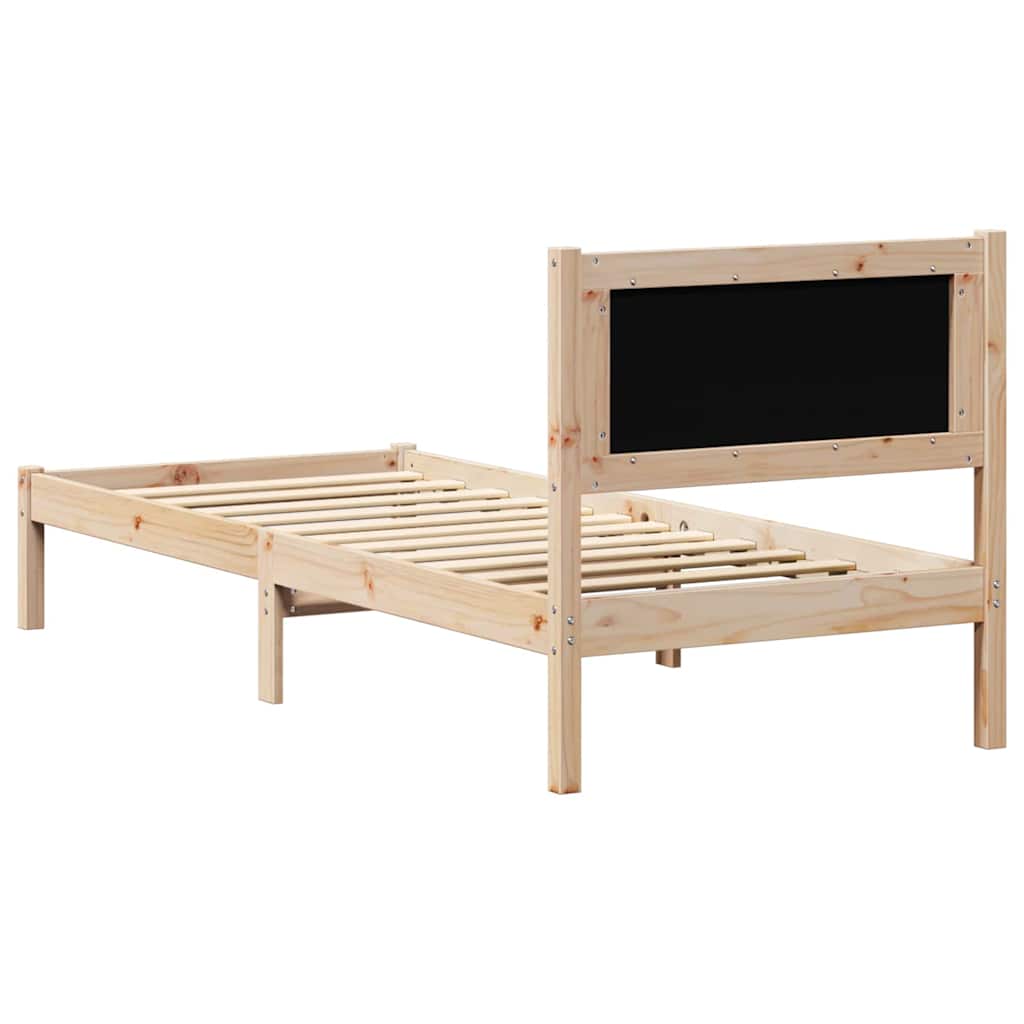 vidaXL Ramka łóżka Z zagłówkiem Czarny 90 x 190 cm Lite drewno sosnowe