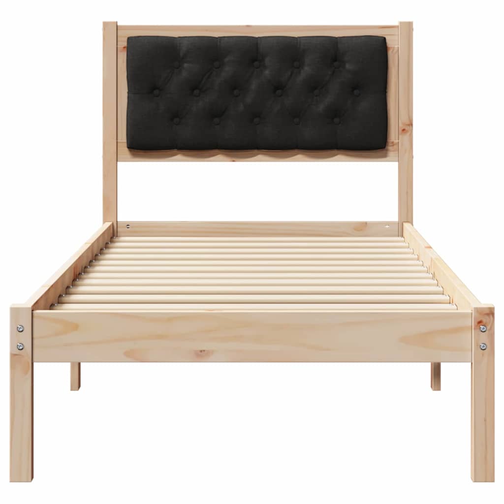 vidaXL Ramka łóżka Z zagłówkiem Czarny 90 x 190 cm Lite drewno sosnowe