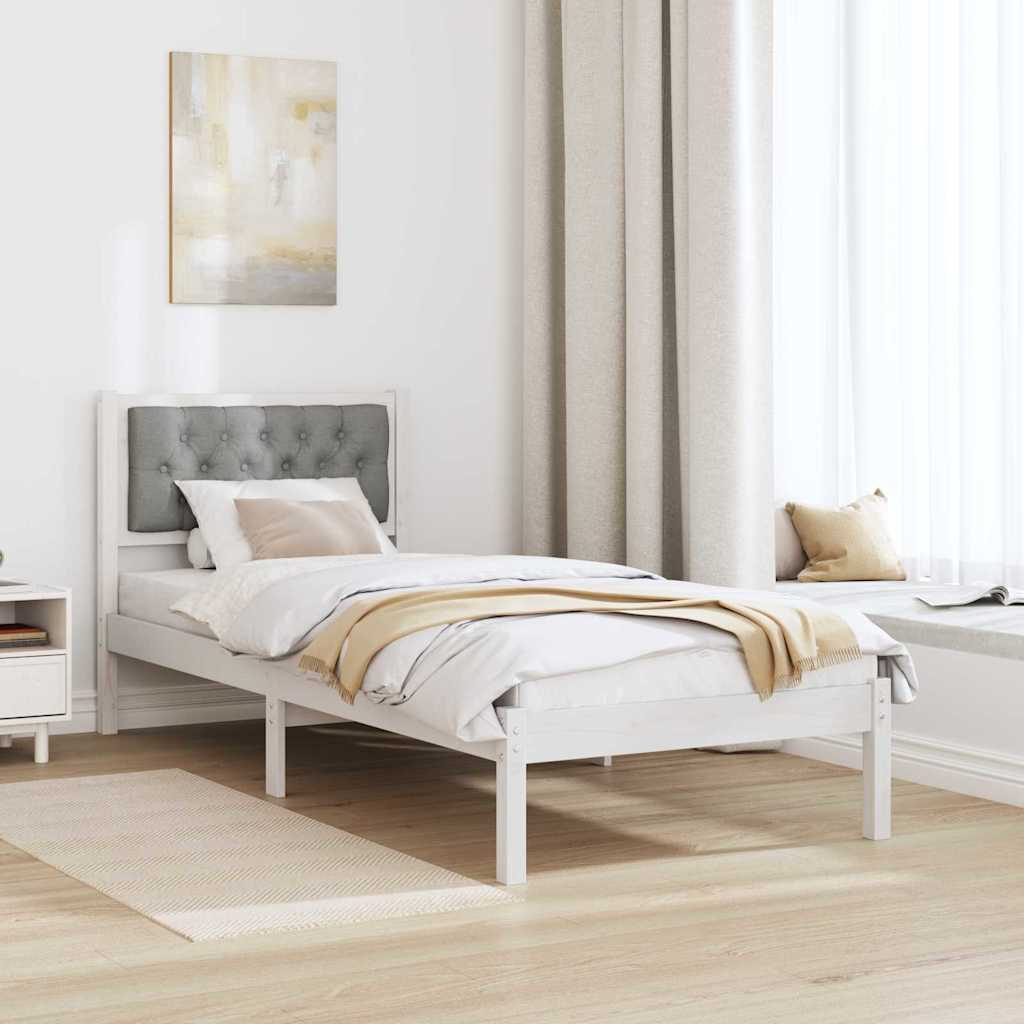 vidaXL Ramka łóżka Jasnoszary 90 x 190 cm Lite drewno sosnowe