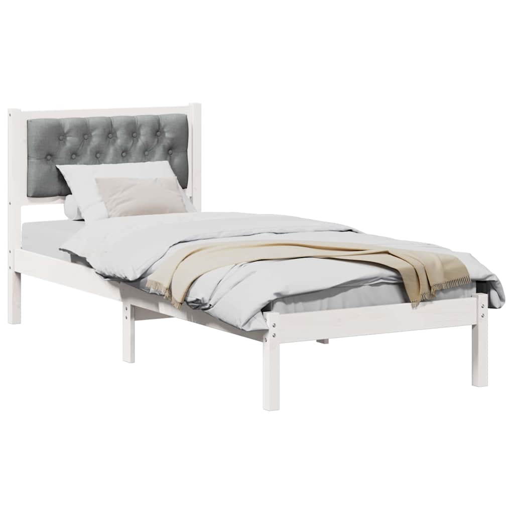vidaXL Ramka łóżka Jasnoszary 90 x 190 cm Lite drewno sosnowe