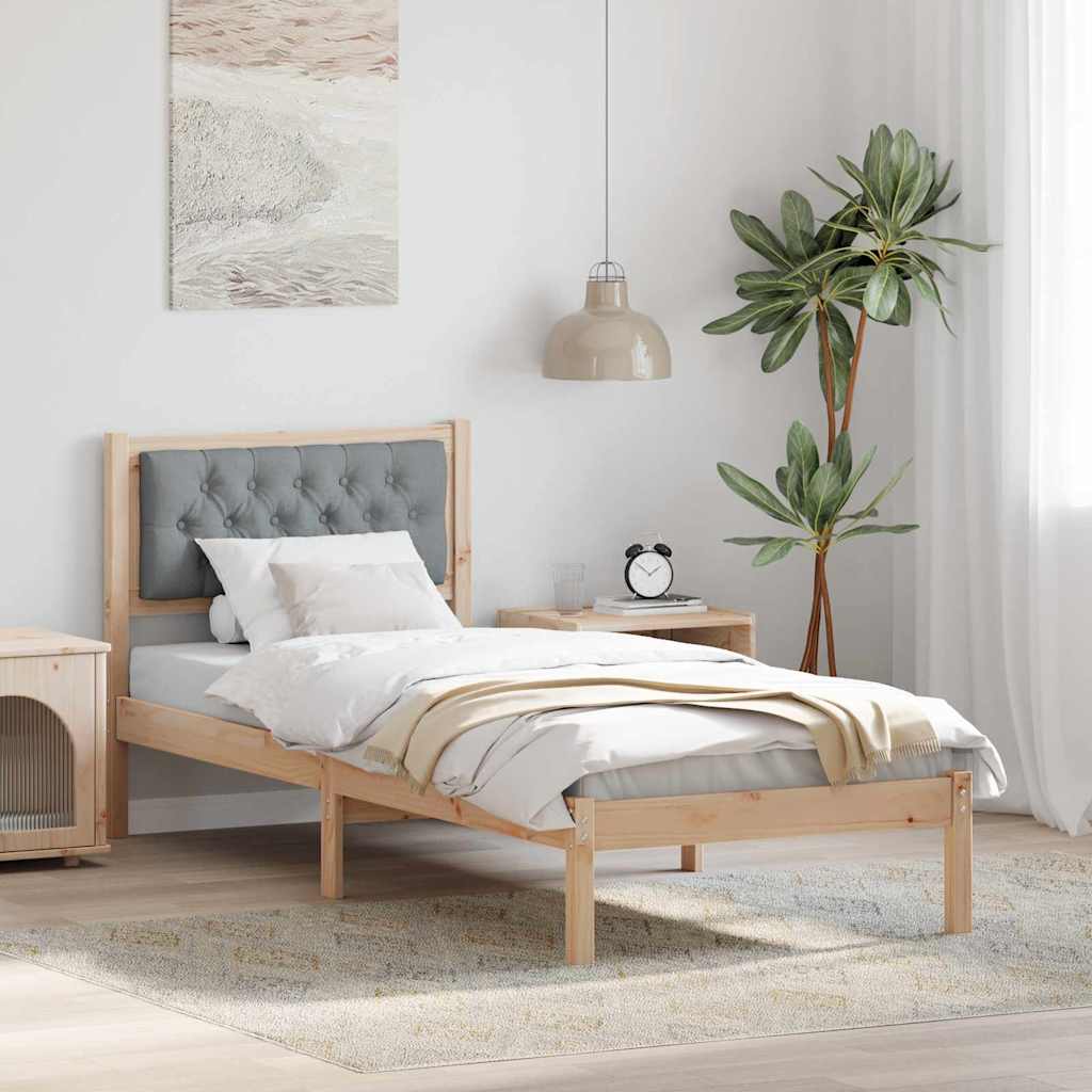 vidaXL Ramka łóżka Jasnoszary 75 x 190 cm Lite drewno sosnowe