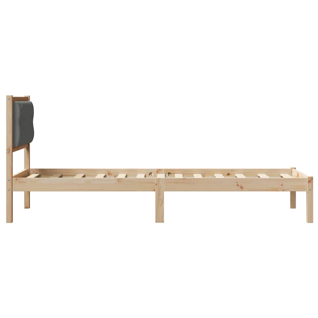 vidaXL Ramka łóżka Ciemnoszary 75 x 190 cm Lite drewno sosnowe