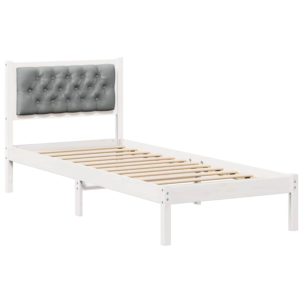 vidaXL Ramka łóżka Jasnoszary 75 x 190 cm Lite drewno sosnowe