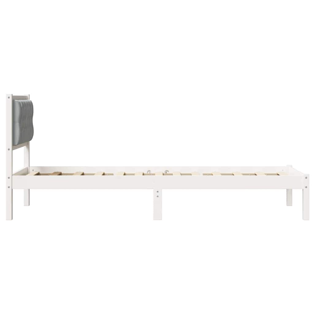 vidaXL Ramka łóżka Jasnoszary 75 x 190 cm Lite drewno sosnowe