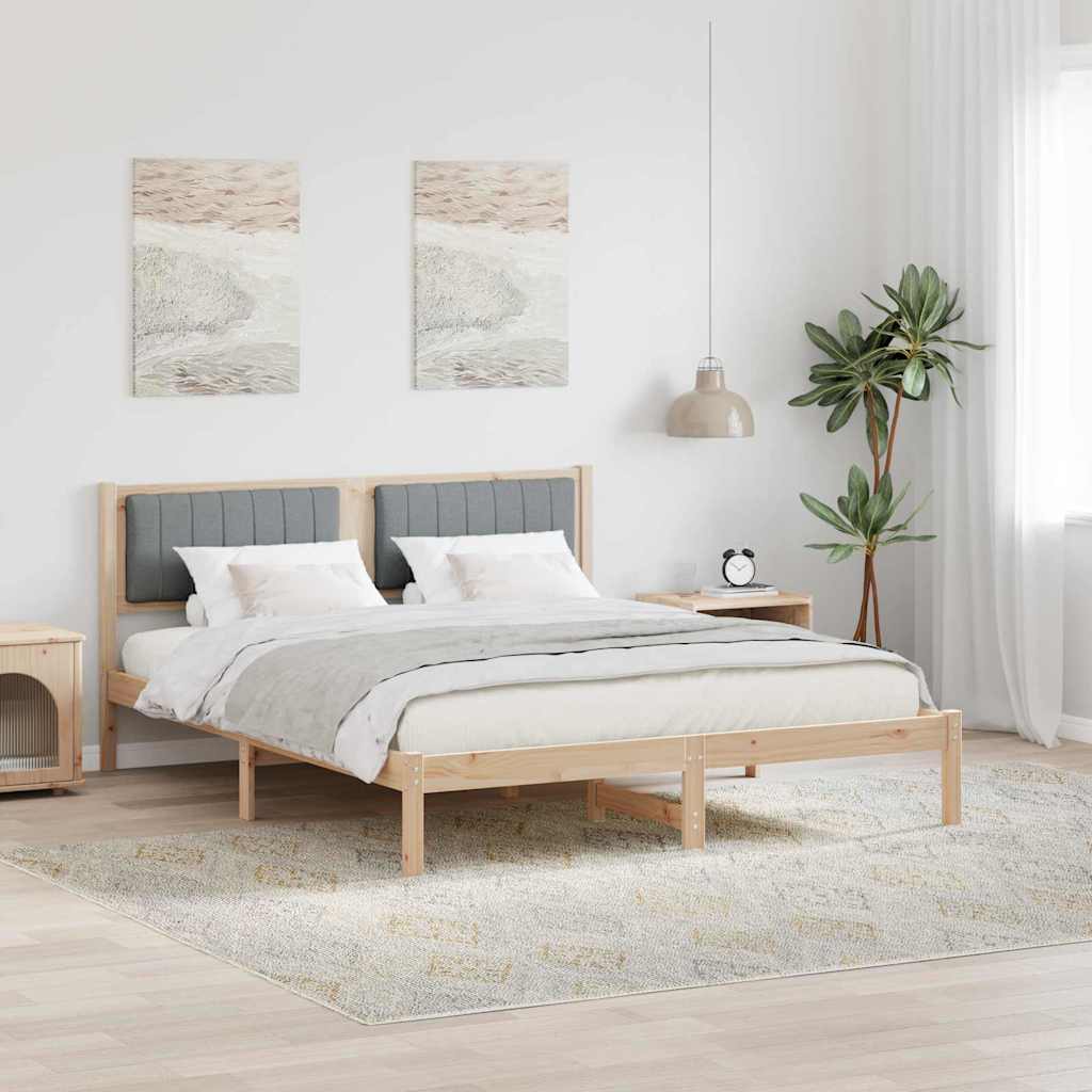vidaXL Ramka łóżka z tapicerowanym wezgłowiem Jasnoszary 160 x 200 cm
