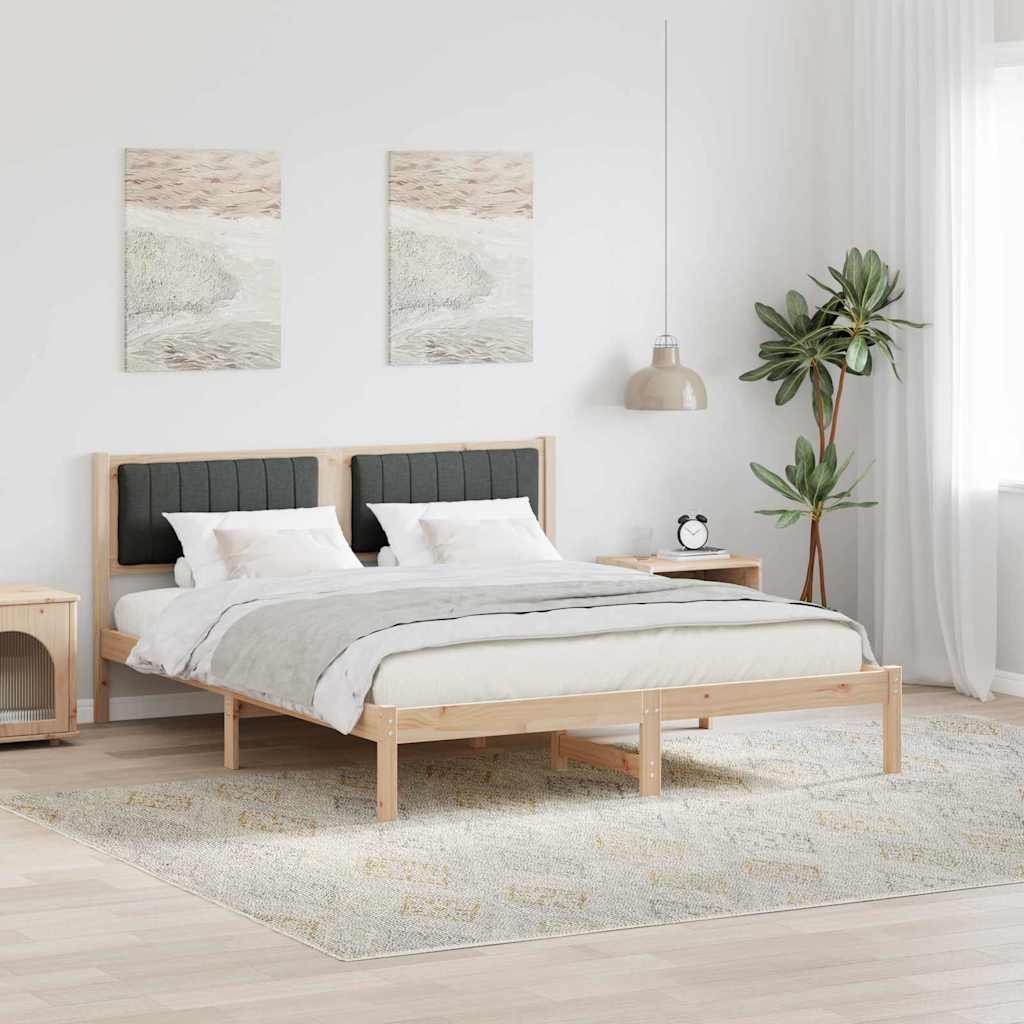 vidaXL Ramka łóżka z tapicerowanym wezgłowiem Ciemnoszary 160 x 200 cm