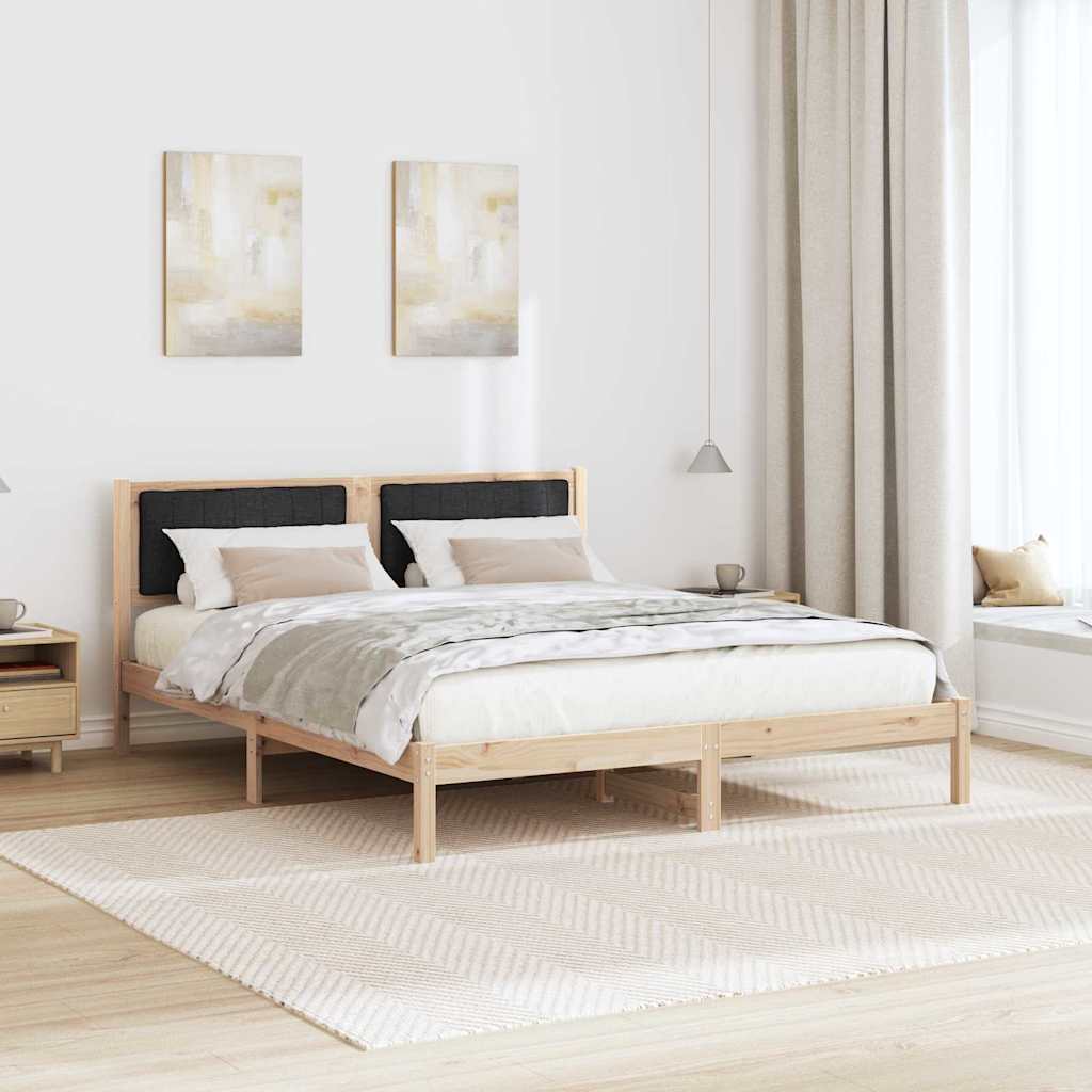 vidaXL Ramka łóżka z tapicerowanym wezgłowiem Czarny 160 x 200 cm