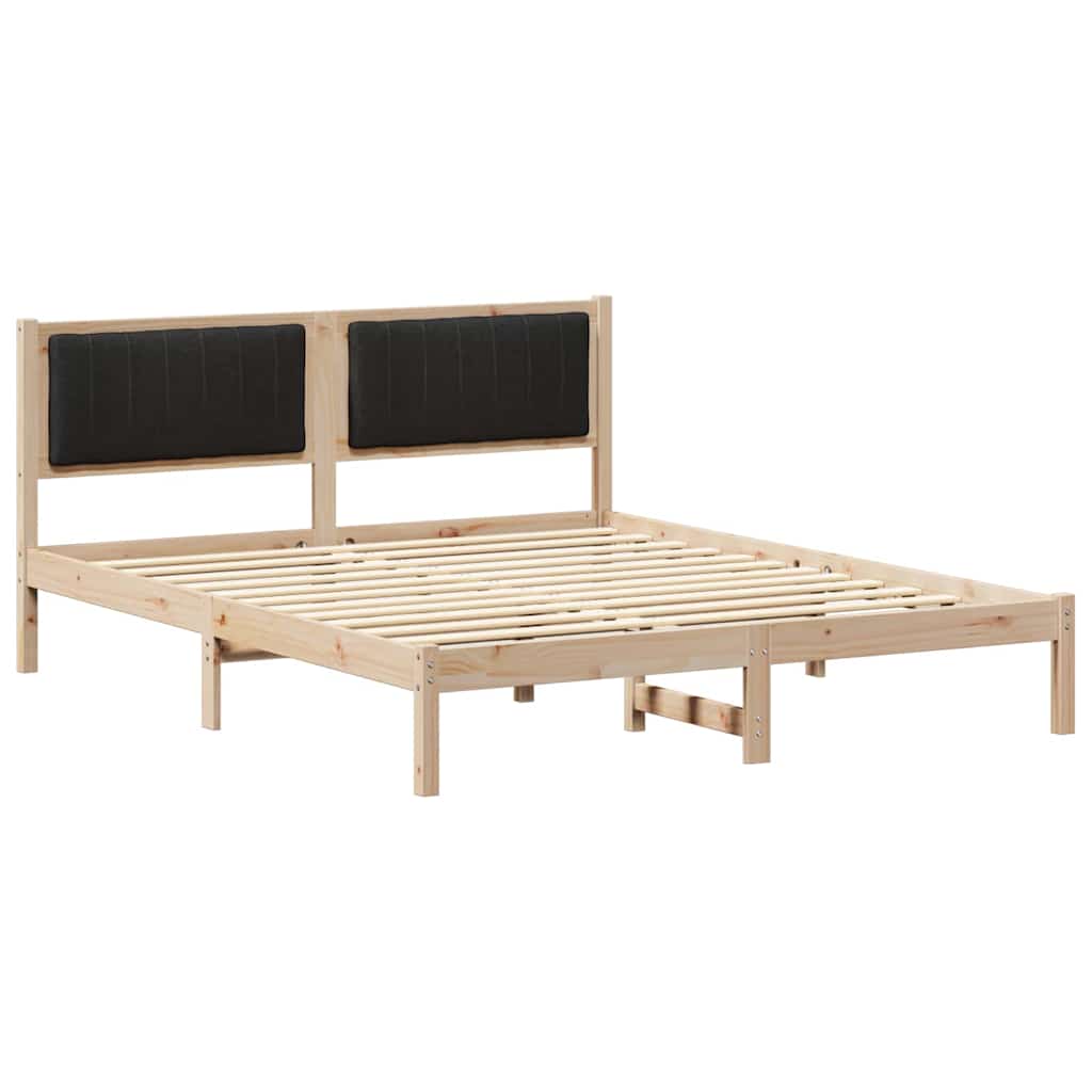 vidaXL Ramka łóżka z tapicerowanym wezgłowiem Czarny 160 x 200 cm