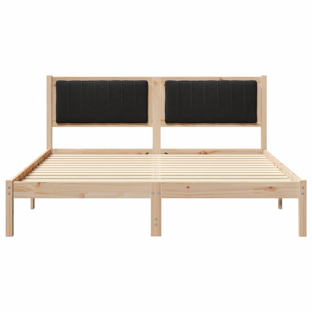 vidaXL Ramka łóżka z tapicerowanym wezgłowiem Czarny 160 x 200 cm