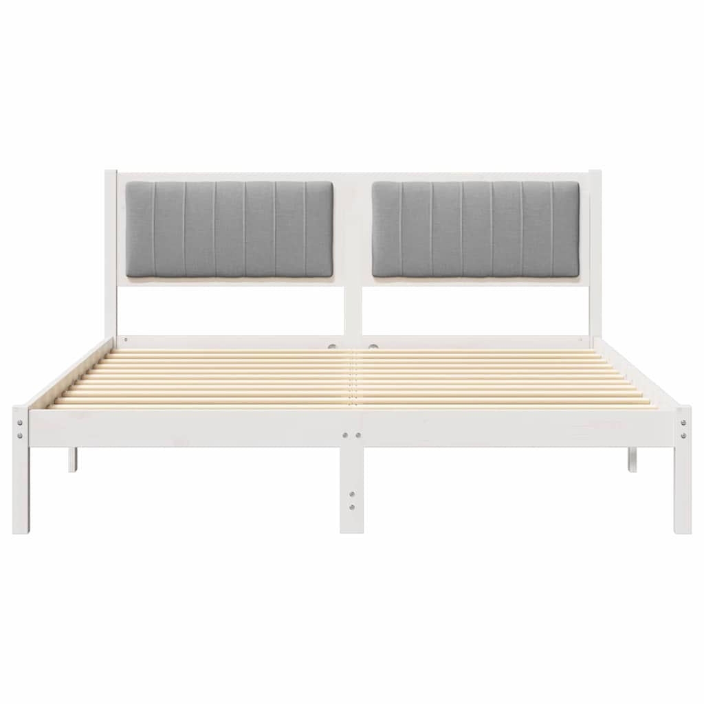 vidaXL Ramka łóżka z tapicerowanym wezgłowiem Jasnoszary 160 x 200 cm