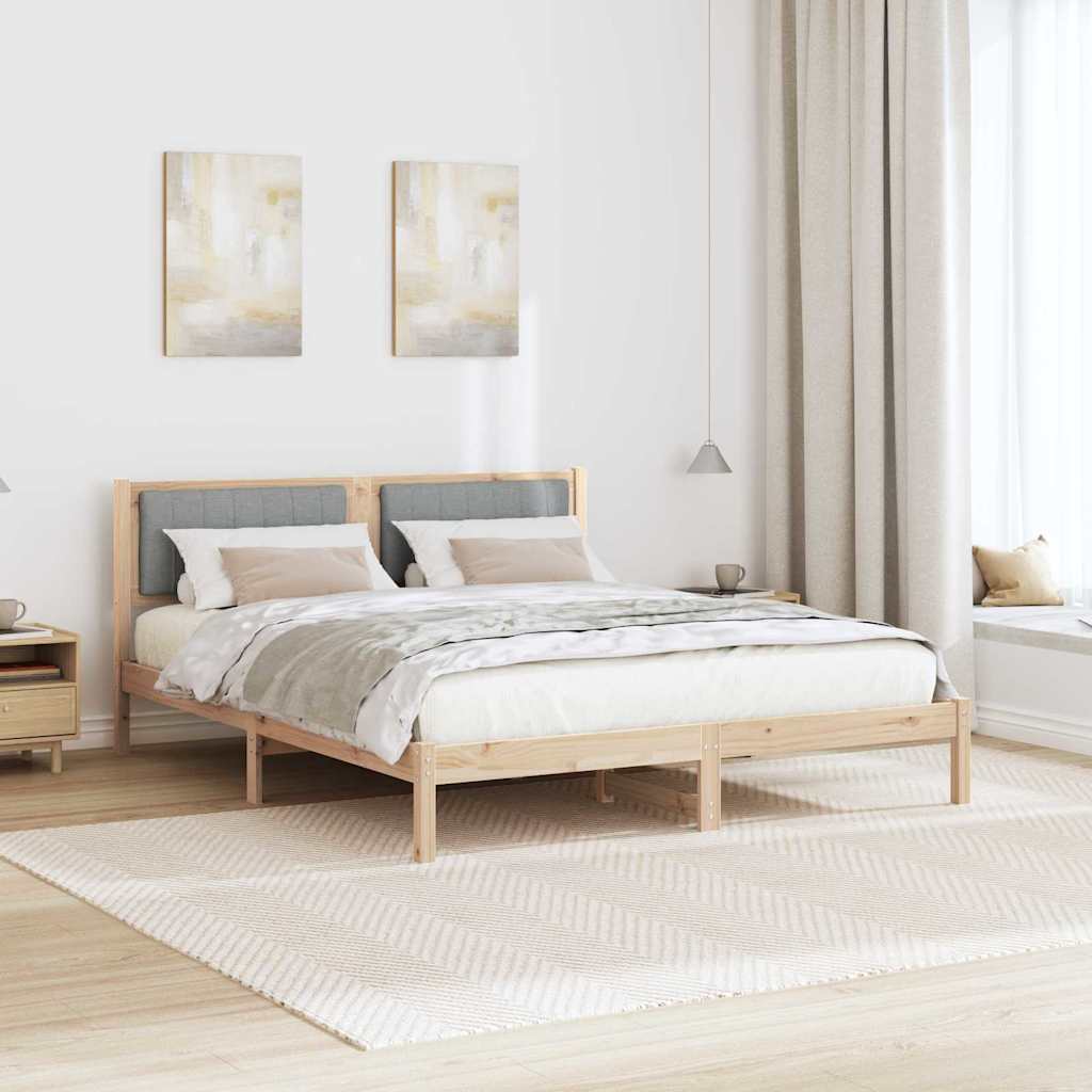 vidaXL Ramka łóżka z tapicerowanym wezgłowiem Jasnoszary 150 x 200 cm