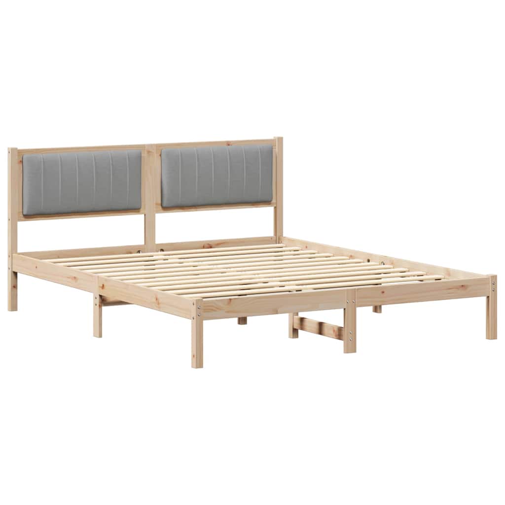 vidaXL Ramka łóżka z tapicerowanym wezgłowiem Jasnoszary 150 x 200 cm