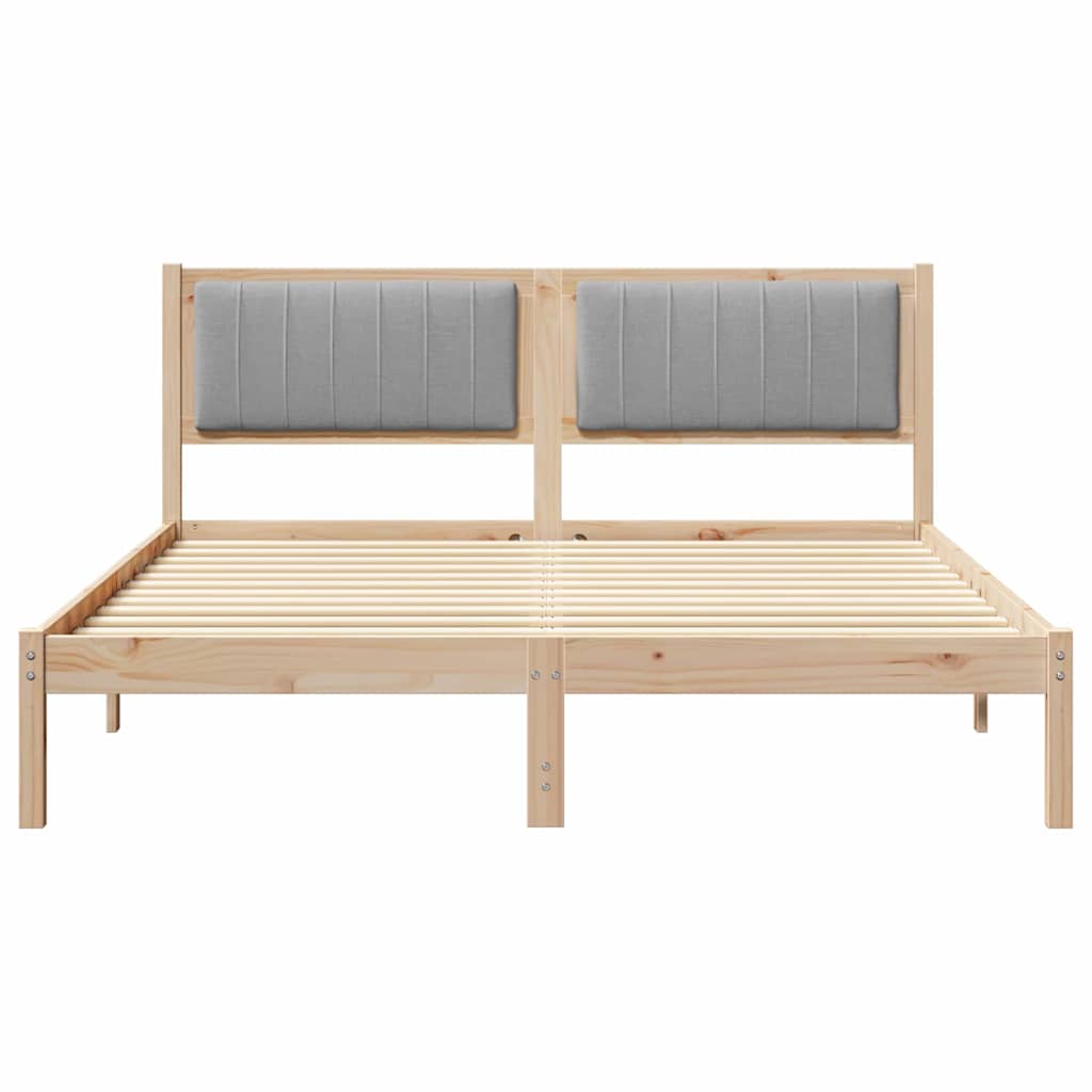 vidaXL Ramka łóżka z tapicerowanym wezgłowiem Jasnoszary 150 x 200 cm