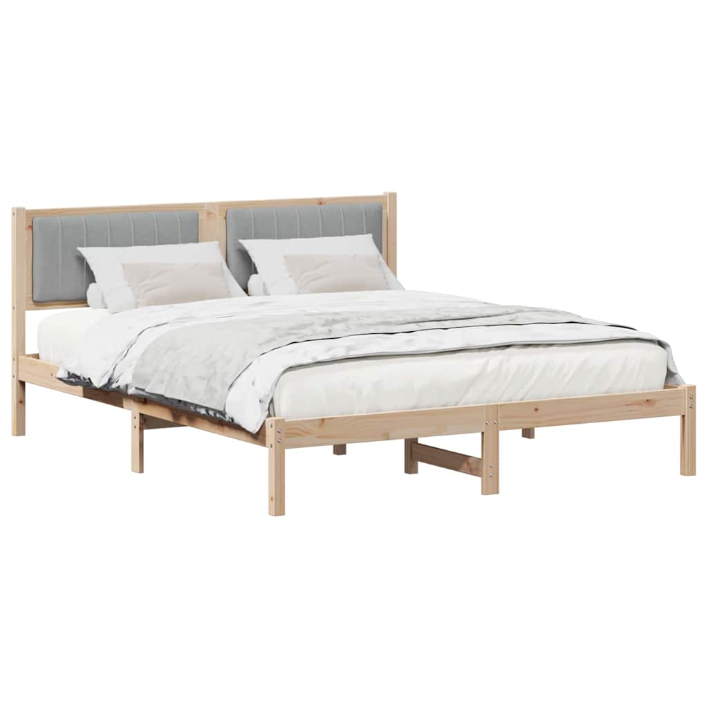 vidaXL Ramka łóżka z tapicerowanym wezgłowiem Jasnoszary 150 x 200 cm