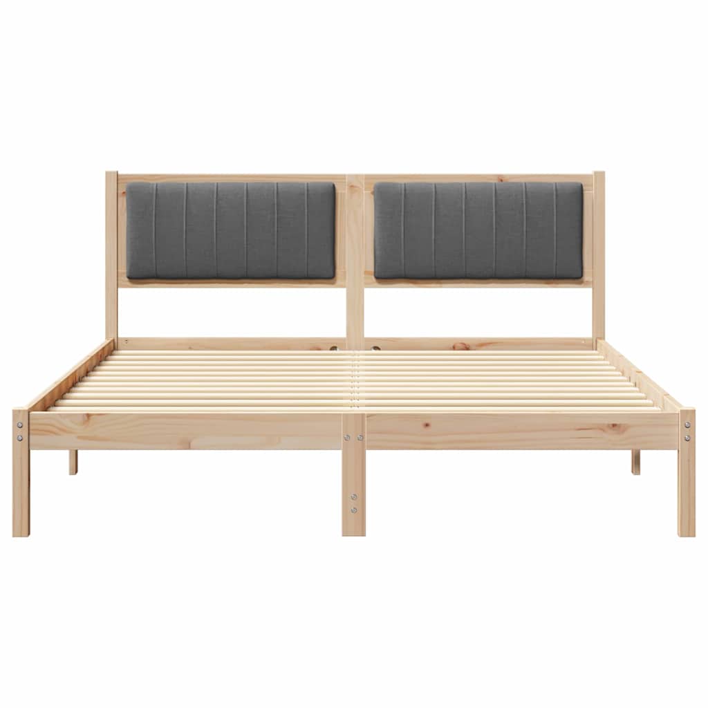 vidaXL Ramka łóżka z tapicerowanym wezgłowiem Ciemnoszary 150 x 200 cm