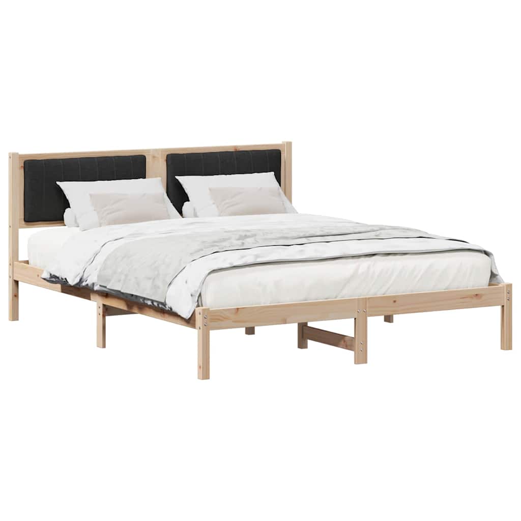 vidaXL Ramka łóżka z tapicerowanym wezgłowiem Czarny 150 x 200 cm