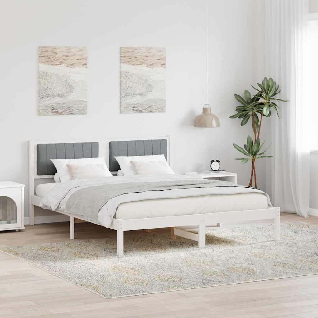 vidaXL Ramka łóżka z tapicerowanym wezgłowiem Jasnoszary 150 x 200 cm
