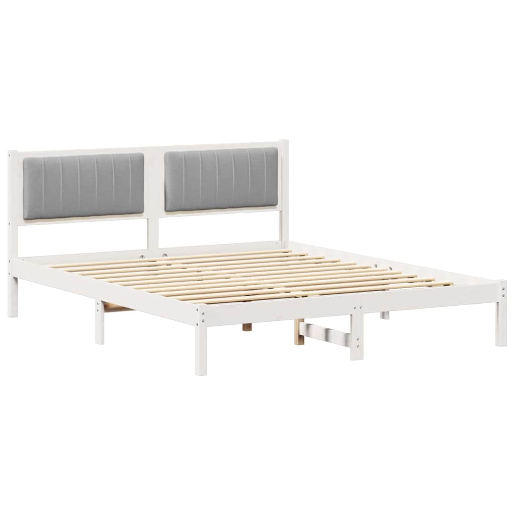 vidaXL Ramka łóżka z tapicerowanym wezgłowiem Jasnoszary 150 x 200 cm