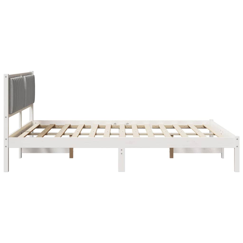 vidaXL Ramka łóżka z tapicerowanym wezgłowiem Jasnoszary 150 x 200 cm