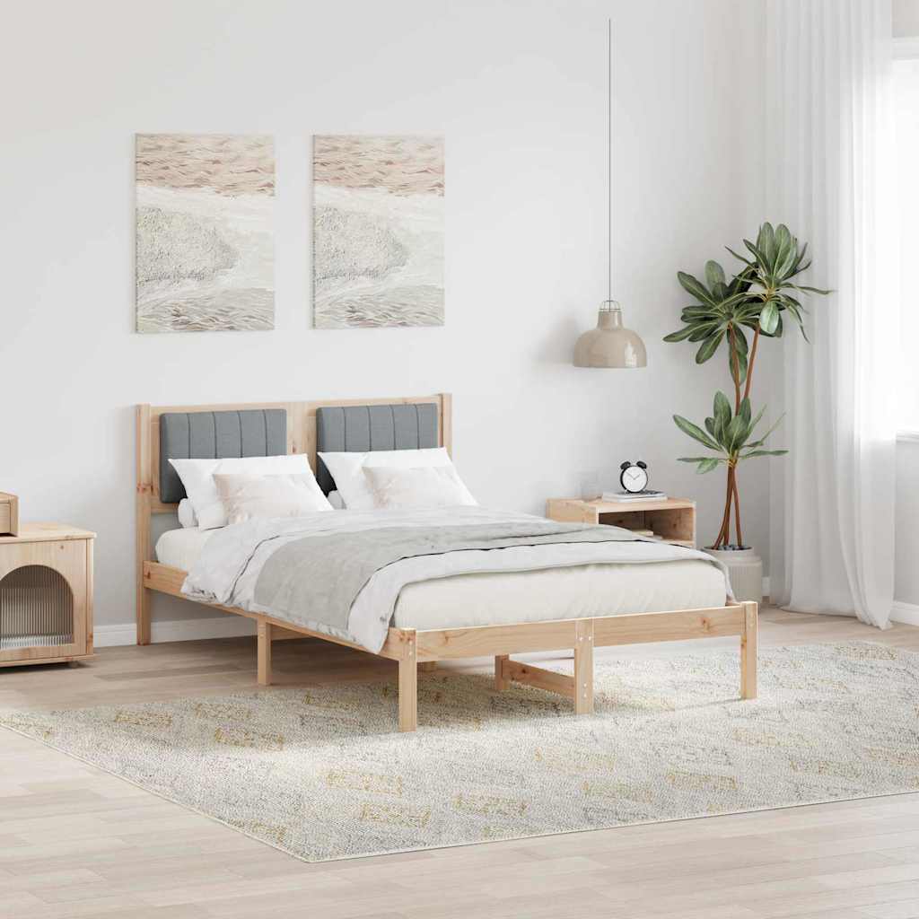 vidaXL Ramka łóżka z tapicerowanym wezgłowiem Jasnoszary 120 x 200 cm
