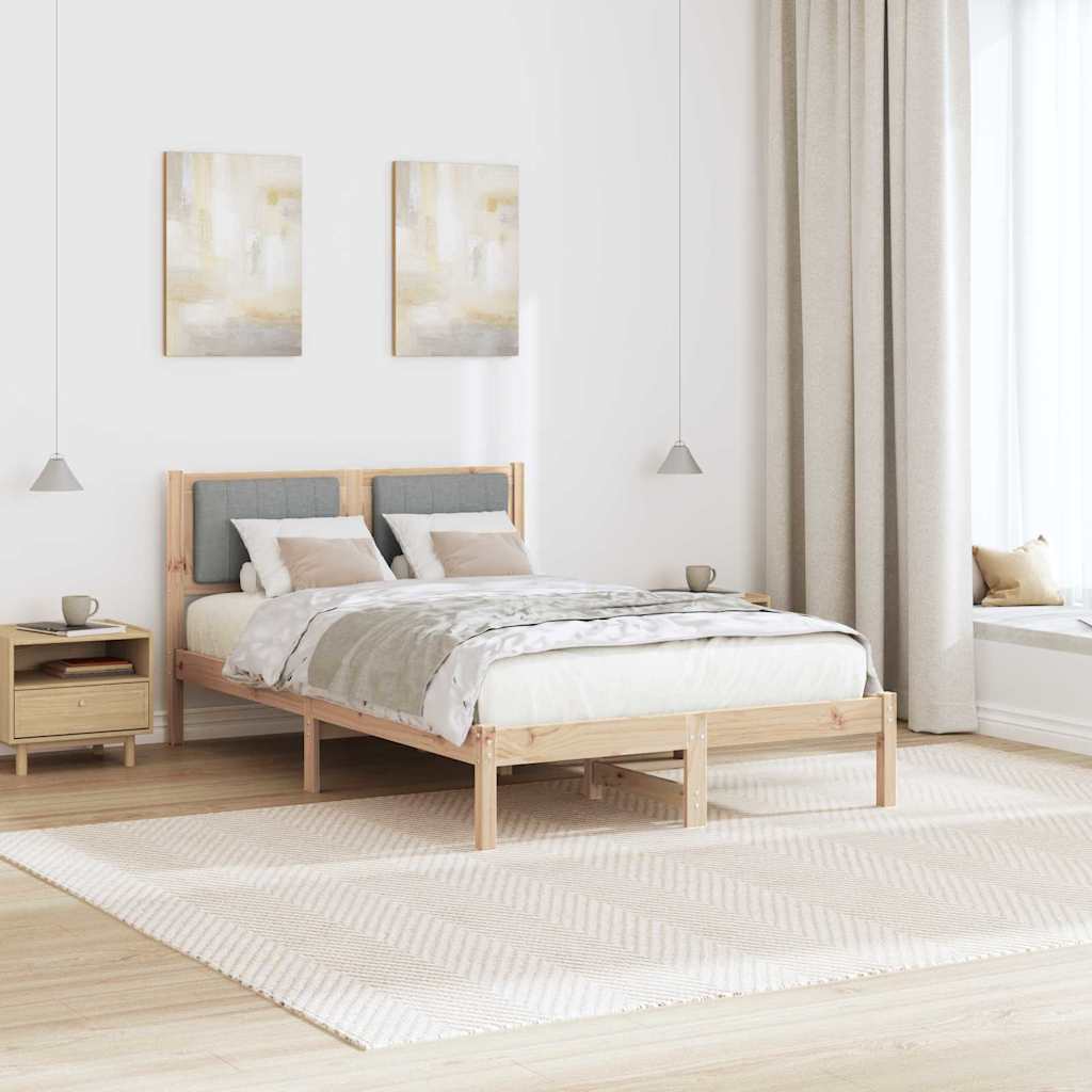 vidaXL Ramka łóżka z tapicerowanym wezgłowiem Jasnoszary 120 x 200 cm