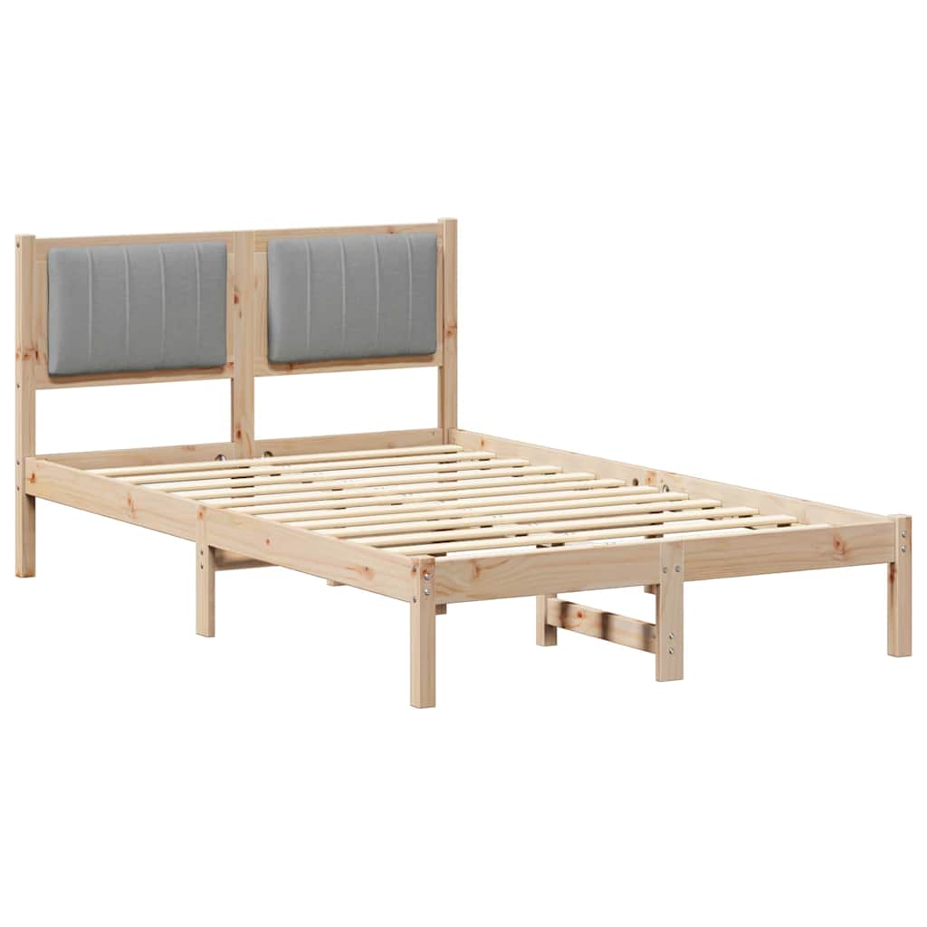 vidaXL Ramka łóżka z tapicerowanym wezgłowiem Jasnoszary 120 x 200 cm
