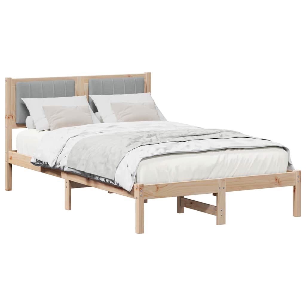 vidaXL Ramka łóżka z tapicerowanym wezgłowiem Jasnoszary 120 x 200 cm