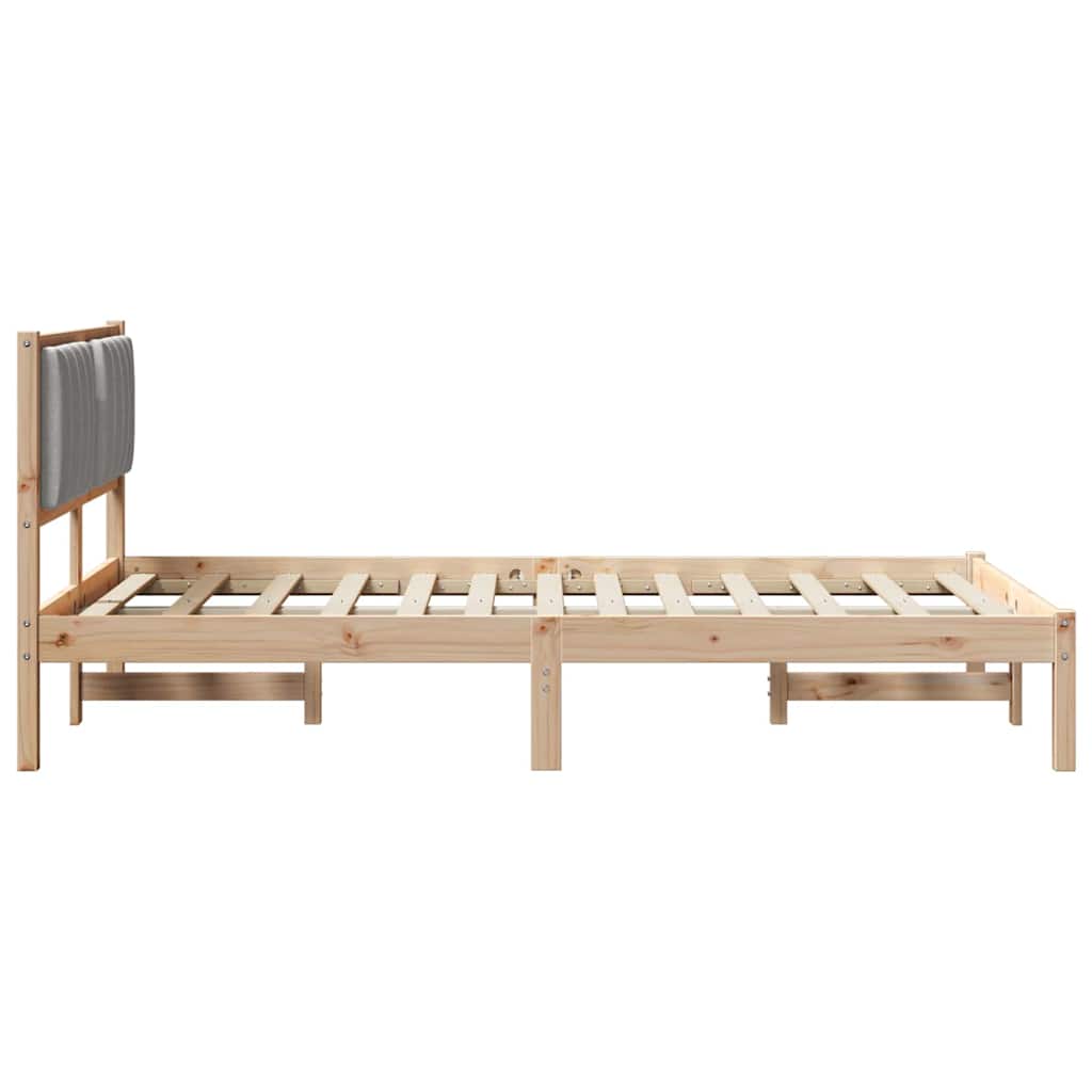 vidaXL Ramka łóżka z tapicerowanym wezgłowiem Jasnoszary 120 x 200 cm