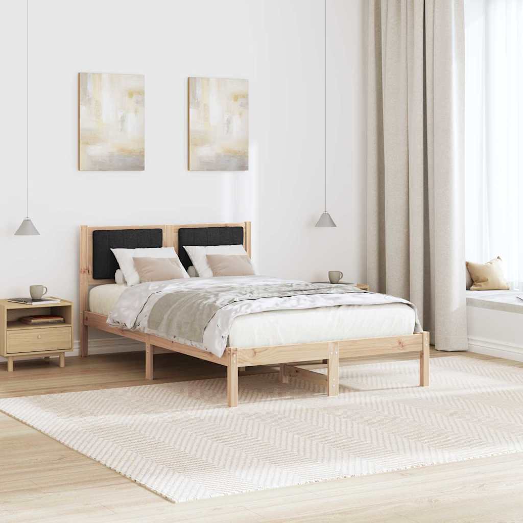 vidaXL Ramka łóżka z tapicerowanym wezgłowiem Czarny 120 x 200 cm