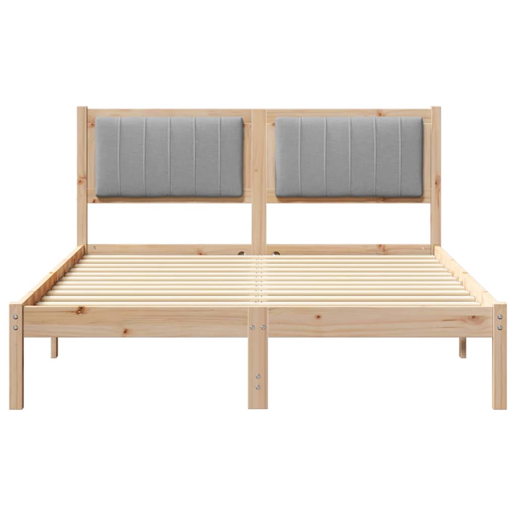 vidaXL Ramka łóżka z tapicerowanym wezgłowiem Jasnoszary 140 x 190 cm