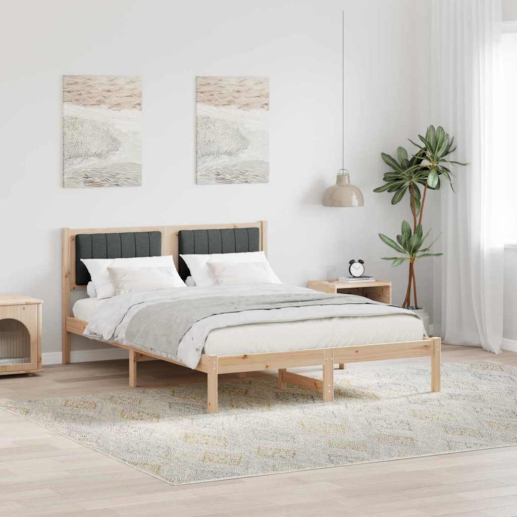 vidaXL Ramka łóżka z tapicerowanym wezgłowiem Ciemnoszary 140 x 190 cm