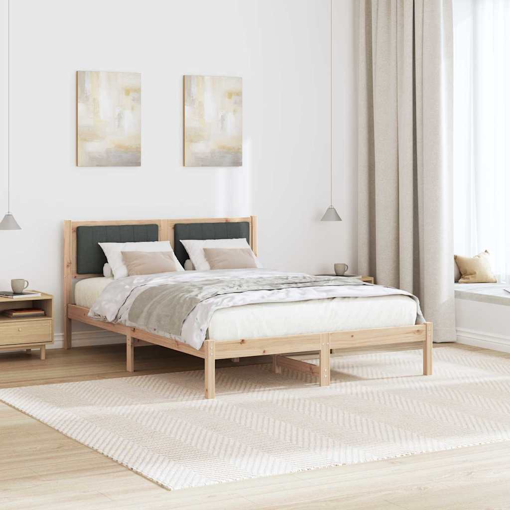 vidaXL Ramka łóżka z tapicerowanym wezgłowiem Ciemnoszary 140 x 190 cm