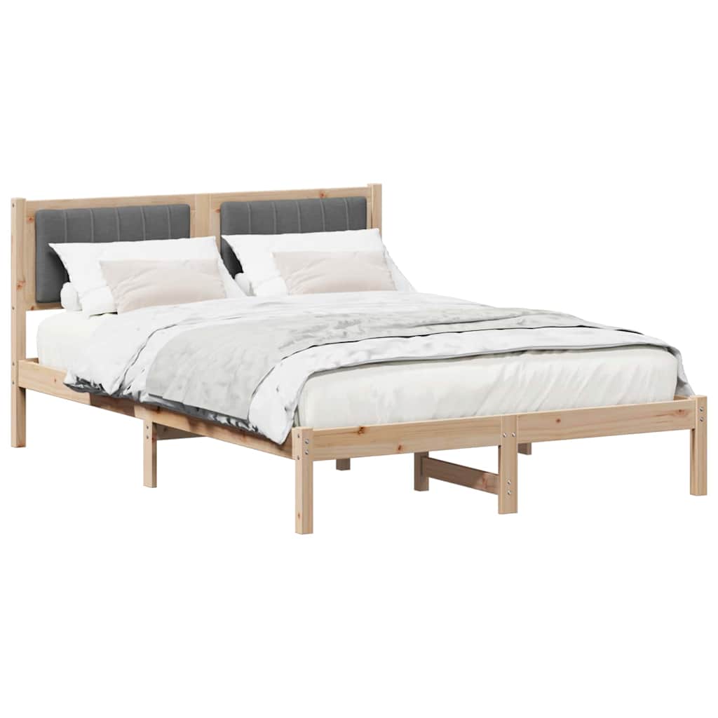 vidaXL Ramka łóżka z tapicerowanym wezgłowiem Ciemnoszary 140 x 190 cm