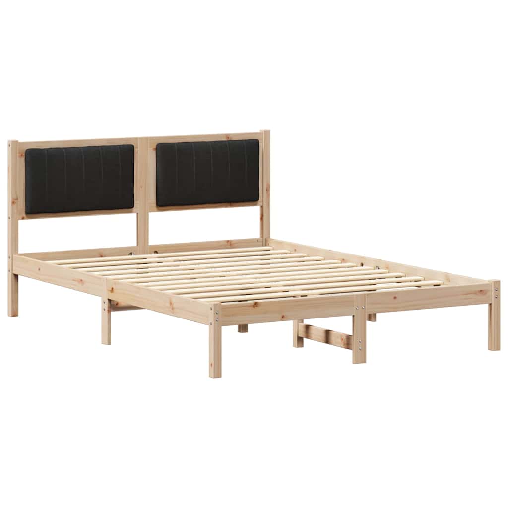 vidaXL Ramka łóżka z tapicerowanym wezgłowiem Czarny 140 x 190 cm