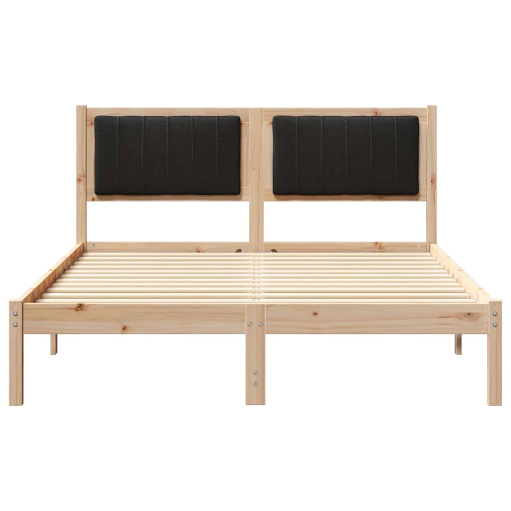 vidaXL Ramka łóżka z tapicerowanym wezgłowiem Czarny 140 x 190 cm