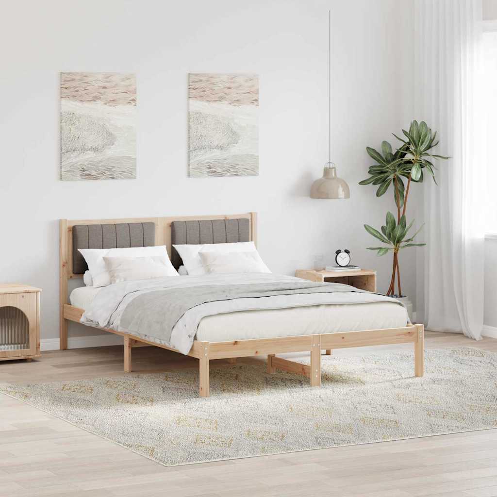 vidaXL Ramka łóżka z tapicerowanym wezgłowiem Ciemnoszary 140 x 190 cm
