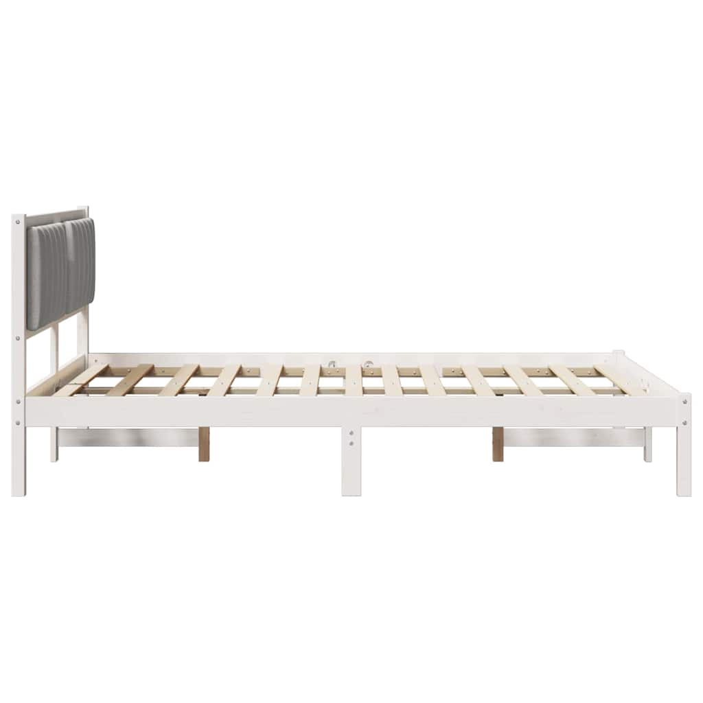 vidaXL Ramka łóżka z tapicerowanym wezgłowiem Jasnoszary 140 x 190 cm