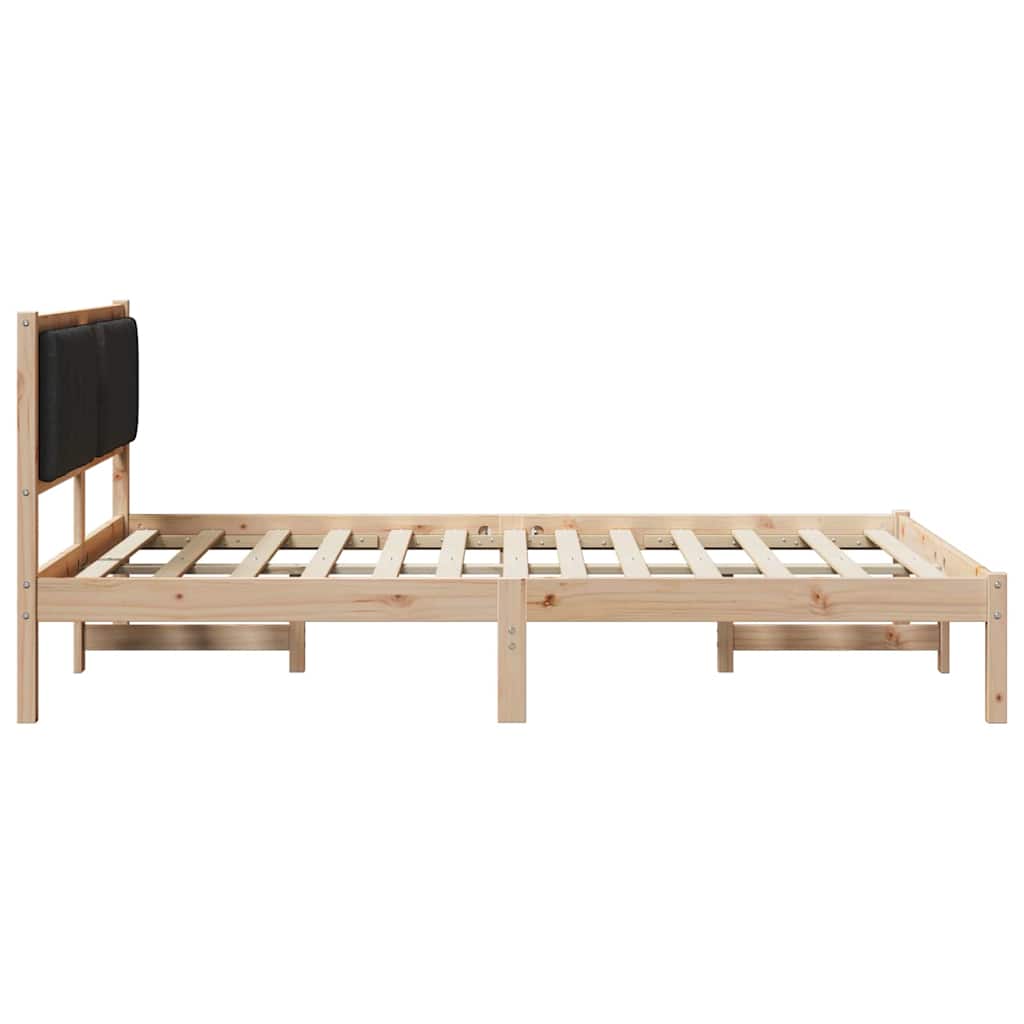 vidaXL Ramka łóżka z tapicerowanym wezgłowiem Czarny 135 x 190 cm