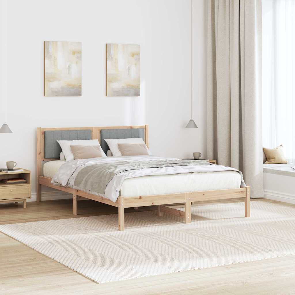 vidaXL Ramka łóżka z tapicerowanym wezgłowiem Jasnoszary 120 x 190 cm